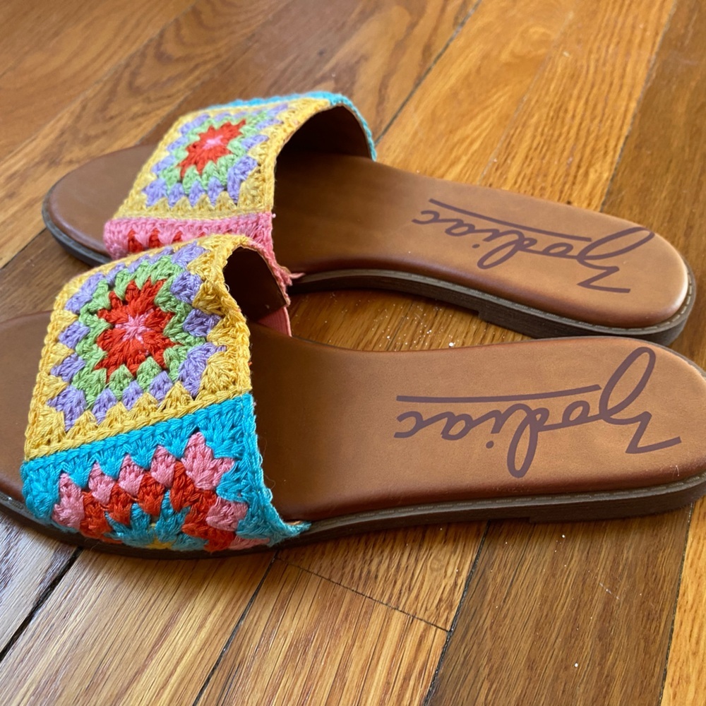 Zodiac Colleen Crochet Slip-On Sandals Boho Colorful Slide Flats Women’s - Picture 6 of 7